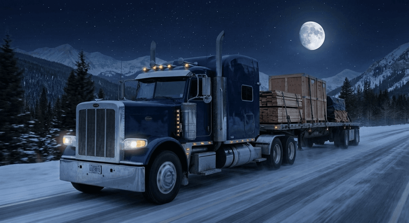 Freight truck on Canadian highway